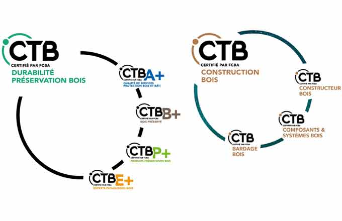 La marque CTB, avec son nouveau logo, comprend désormais deux « « secteurs de certification » (illustration FCBA)