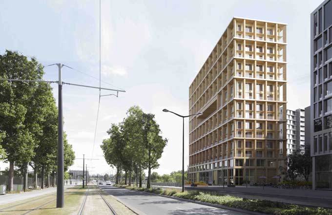 Projet d’immeuble en bois Wood Up à Paris, porté par le promoteur REI (crédit de l’illustration : droits réservés)