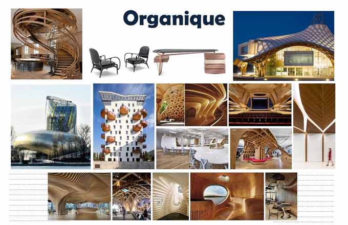 Exemple de planche, ici d’architecture dite organique, présentée dans le cadre de l’enquête de perception ADIVBois sur les immeubles en bois