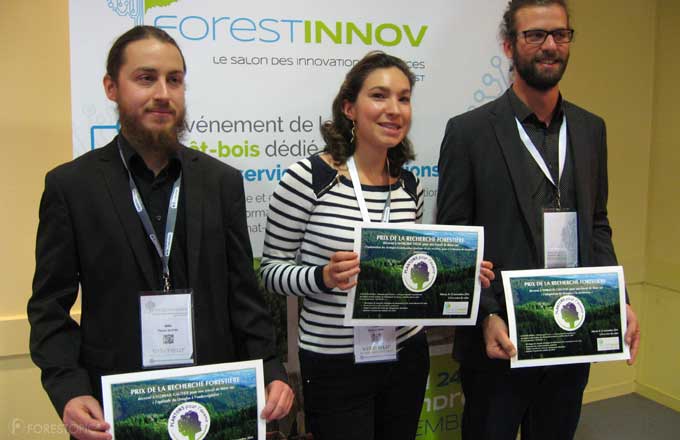 Florian Gautier, Marjorie Vidal et Thibaud Chauvin, lauréats du prix de la recherche forestière 2016 à ForestInnov