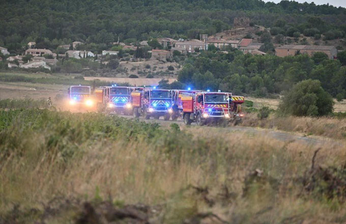 Intervention relative à l’incendie du massif des Corbières (crédit photo: service départemental d’incendie et de secours de l’Aude-SDIS11, 2025)