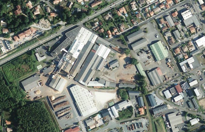 Usine de Seripanneaux, vue aérienne (crédit photo: IGN, Geoportail, 2024)