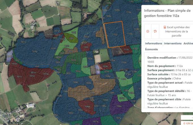 Interface Sylvamap du plan simple de gestion numérique (illustration: copie d’écran)