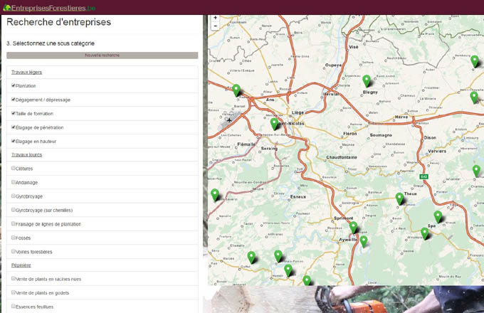 Mise en relation Web des propriétaires forestiers et des entreprises