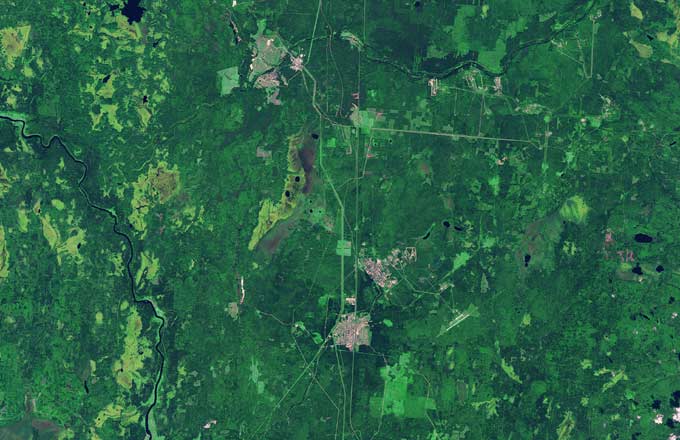Les outils satellitaires pourraient compter parmi les priorités de Bruxelles. Ici, la forêt boréale de Plesetsk en Russie, issue d’un cliché du satellite Copernicus Sentinel-2B de 2017 (crédit: Agence spatiale européenne)