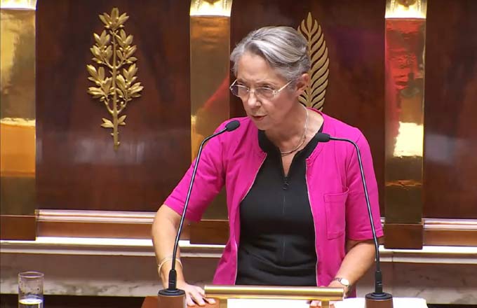 La Première ministre Élisabeth Borne à l’Assemblée nationale, le 6 juillet 2022 (crédit photo: Gouvernement)