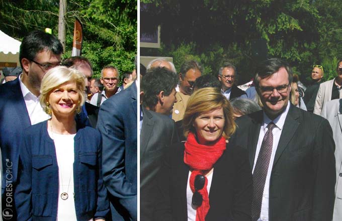 Au premier plan de gauche à droite, les parlementaires Josiane Corneloup, Anne-Catherine Loisier et Rémy Rebeyrotte, à Euroforest 2018