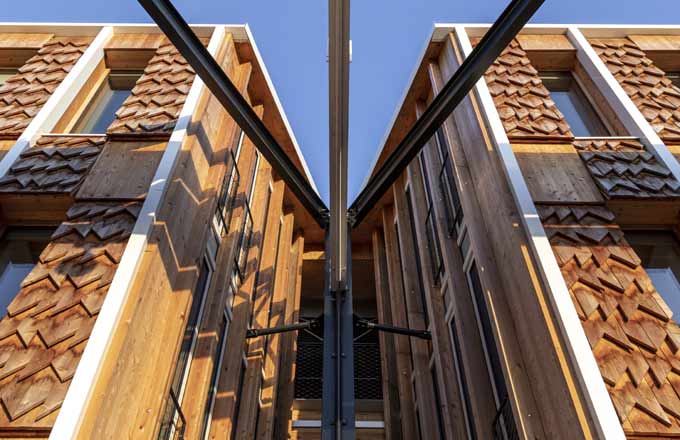 Siège social de Nature et Découvertes, à Versailles, une construction incluant des panneaux en bois lamellé-croisé de Lignatec-KLH (crédit photo: A&S Photographes)